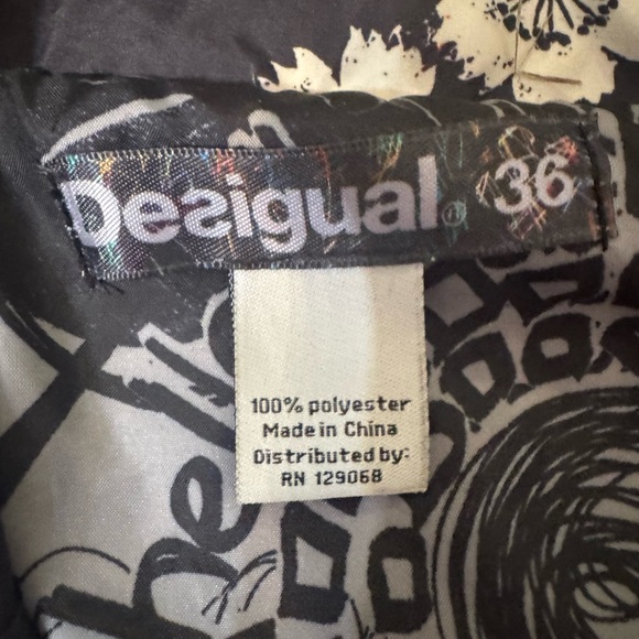 Desigual Floral Trench Coat - Black and Cream - Picture 5 of 16